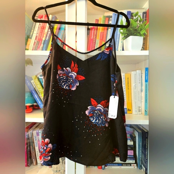 Dex Tops - NWT Dex Black Floral Explosion Peony Camisole Sleeveless Top